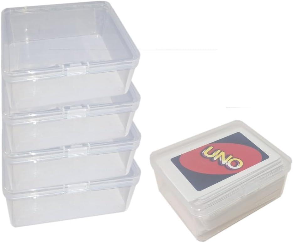 4PCS Plastic Game Card Storage Box, UNO Card Case, playing card box, High Capacity Playing Card Case (NO Cards)