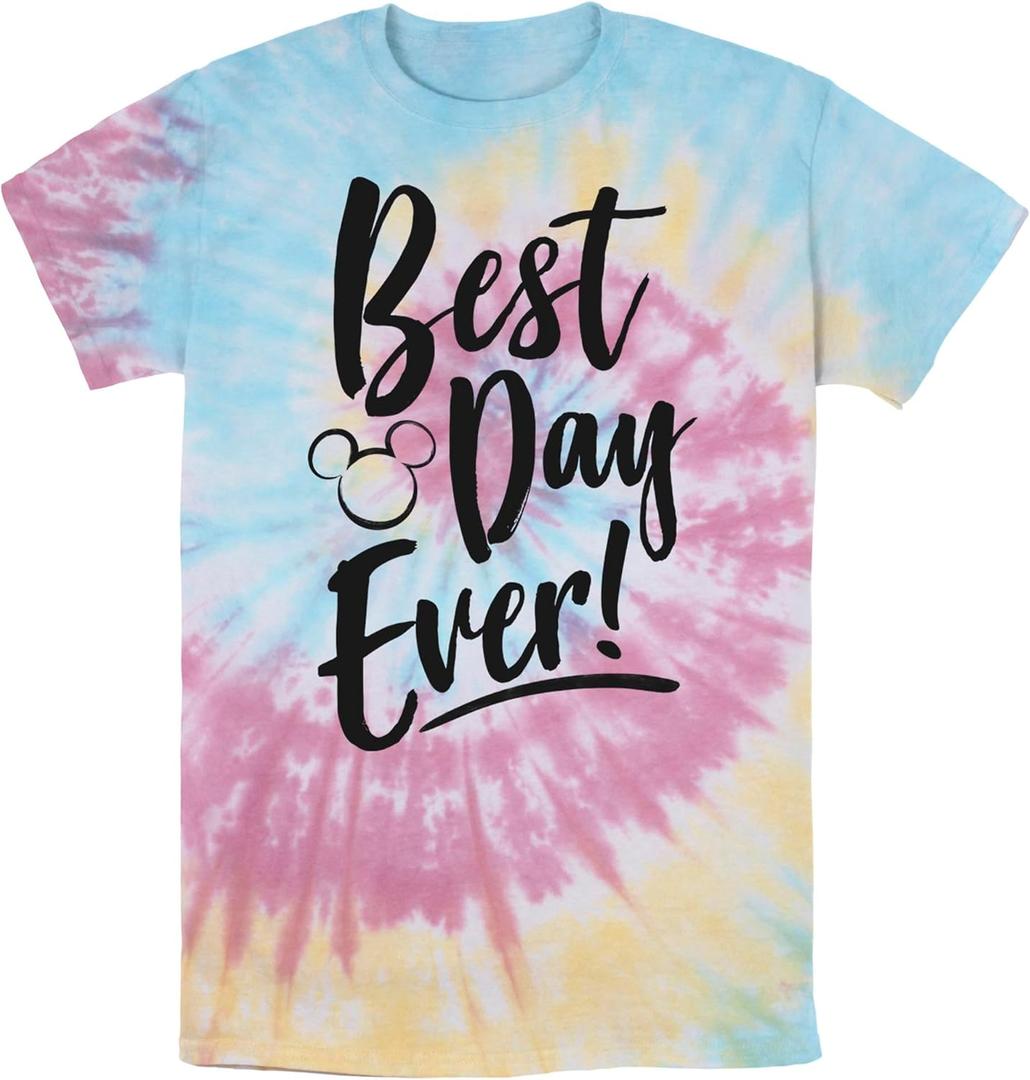Disney Men's Mickey & Friends Best Day Ever T-Shirt (XX-Large, Blu/Pnk/Ly)