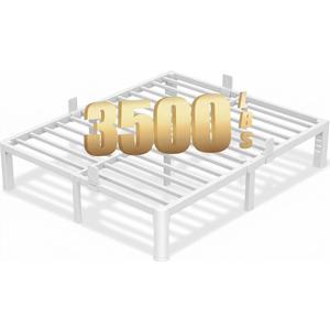 10 Inch Queen Bed Frame with Rounded Corner and Headboard Hole Mattress Retainers 3500 LBS Metal Heavy Duty Steel Slats Support No Box Spring Needed Platform Noise Free Easy Assembly