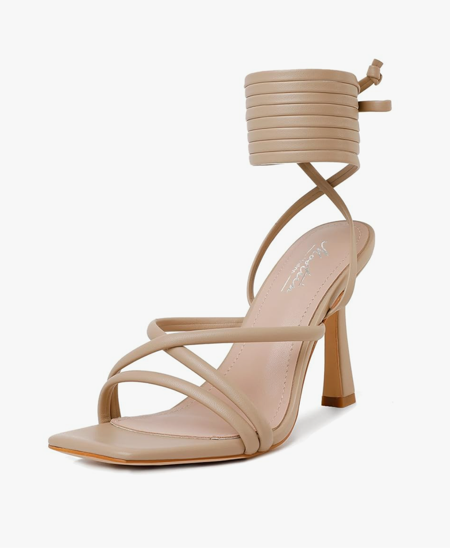Mostrin Womens Sandals Strappy Heels for Women Lace Up Square Open Toe Heels Tie Up High Heeled Sandals for Prom, Party, Daily Wear
Size 38.5