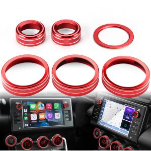 Auovo AC Knob Rings Trims Compatible with Subaru BRZ 2022-2026 for Toyota GR86 2022-2025 2026 Interior Accessories Air Conditioning Radio Switch Cover Audio Volume Button Ring (Knob Trims-6PCS, Red)