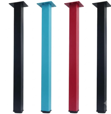 QLLY 24 inch Adjustable Metal Furniture Legs, Square Office Table Desk Leg, Table Leg, Set of 4
