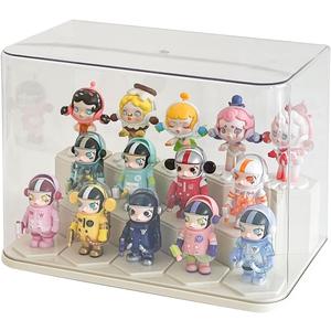 Yesesion Clear Display Cases for Figures Under 8 inches Tall, Large Plastic Collectibles Showcase with 14pcs Cube, Stackable Storage Box with Lid for Model Car, Doll, Toy, Souvenir, Perfume Stand