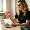 Fuzz Squishy Stress Ball, Soft Fidget for Anxiety Relief, Sensory Squishy Ball to Increase Hand Flexibility & Relieve, Ultra Squishy and Moldable Slow Rise for (Pink)