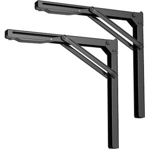 EVERHANGER 18 inch Folding Shelf Brackets for Garage, Heavy Duty Collapsible Shelf Bracket Steel Wall Mounted Table Brackets (Pack of 2, No Board)