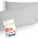 Carressa Linen 100% Egyptian Cotton Standard/Queen Size Pillow Cases Set of 2-1000 Thread Count Pillow Cover - Soft, Breathable & Cooling Silver Pillowcases Set of 2 for Standard/Queen Pillows