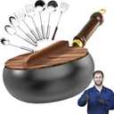 Suntuup Japanese Iron Pan, Uncoated Iron Pan, 9.45 Inch Hand-Forged Non-Stick Irons Pans Without Coating, Supplemented Pure Irons Non-Stick Pot With Lid, For Cooker Gas Stir Fry Pans (D,9.45in)