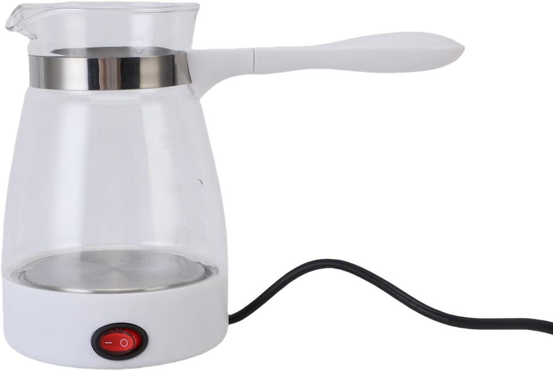 Electric Coffee Pot, 600W Glass SUS Electric Turkish Glass Tea Pot with Handle for Coffee Espresso Milk Hot Chocolate (US Plug)