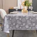 Pioggia Vinyl Tablecloth with Flannel Backed Rectangle Waterproof Oil-Proof PVC Table Cloth Wipeable Spill-Proof Plastic Table Cover for Indoor and Outdoor