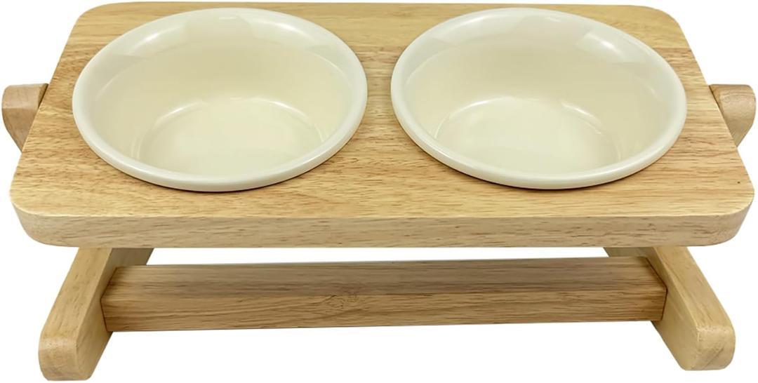 Elevated Cat Bowl, 12 Ounce Ceramic Cat Bowl for Food and Water, 350ml Raised Pet Bowl for Indoor Cats, Kitten, Puppy and Medium-Sized Dogs, Dishwasher (Cream)
