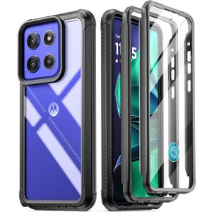 Poetic Guardian Case for Motorola Moto G Stylus 5G 2025 [Screen Protector Works with Fingerprint ID] [20 FT Mil-Grade Drop Tested], Full-Body Hybrid Shockproof Bumper Cover, Black/Clear