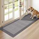 Ileading Laundry Room Runner Rug 2x5ft Non Slip Farmhouse Kitchen Floor Mats with Rubber Backing Machine Washable Indoor Doormat Low-Profile Carpet for Hallway Entryway (Grey)