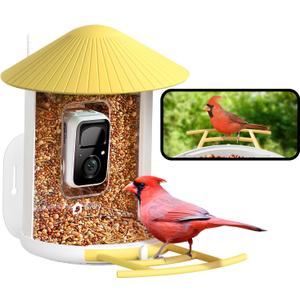NETVUE by Birdfy Smart Bird Feeder with Camera, Bird Watching Camera, Auto Capture Motion Videos & Instant Notifications, Wireless Camera for Outdoor, Ideal Gift for Backyard Birder, Yellow