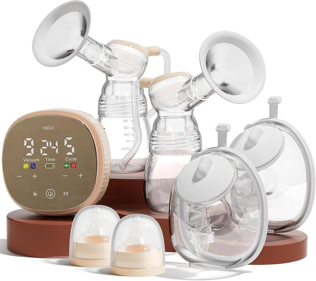 NCVI 2-in-1 Electric Breast Pump with Wearable Cups, Spa-Like Comfort with VibeRelief Massage Micro-Vibration, Hospital-Grade Suction, Pain Relief & Fully Customizable Portable Breastfeeding Pump (Bottle + Wearable Collectors)
