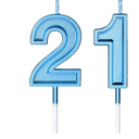 21st Birthday Candles Cake Numeral Happy Birthday Cake Candles Topper Decoration for Wedding Anniversary Celebration Favor(Blue)
