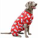 Lanyarco Snowman Dog Christmas Pajamas Xmas Cotton Pet Jumpshit Christmas Onesie PJS for Large Dogs, Back 23" XLarge Red (XLarge(47-70lbs) Back23" Chest27.5")