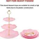 Tosnail 3-Pack 3 Tiers Plastic Cupcake Dessert Stand, Tiered Serving Trays with Gold Rod, Candy Pastry Holders for Baby Shower, Wedding and Party, Pink Plates