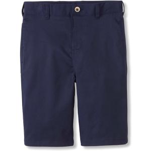 French Toast Boy's Flat Front Stretch Twill Shorts with Adjustable Waist in Standard and Extended Kids Sizes (Blue)