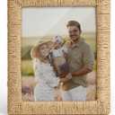 takfot Boho 8x10 Picture Frame, Natural Boho Rattan Photo Frame with Real Glass Paper Rope for Wall and Tabletop Display Gift for Mom Grandma Family Friends