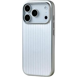 Case for iPhone,Compatible with Magsafe,Striped Pattern,Wireless Charging,Hard PC Wear-Resistant Shock Absorption Cushion Military Drop Protection Shockproof CoverSilver,iPhone 16