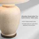 USumkky 25" Vintage Ceramic Table Lamp for Living Room Bedroom Retro White