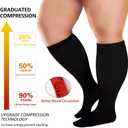 3 Pairs Plus Size Compression Socks for Women and Men Wide Calf 20-30mmhg Extra Large Knee High Support for Circulation (Black)