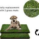 HQ4us Dog Grass Pad with Tray Small 23" x 16" Dog Litter Box Toilet for Puppy (No Grate) with 2×Artificial Grass for Dogs with Hemmed Edge, Pee Pads for Dogs, Realistic, Less Stink, Potty for Balcony