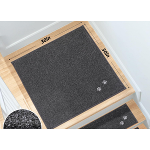 BEQHAUSE Stair Landing Rug Non-Slip 30"x30",Square Stair Landing Mats for Stair Washable,Carpet Stair Treads Matching Mats for Wooden Steps Indoor Landing Rugs Surface Polyester TPE Backing,Dark Grey