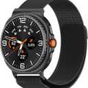 Bands Compatible with Samsung Galaxy Watch 8 40mm/44mm/Classic 46mm 2025, Magnetic Milanese Loop Mesh Metal Stainless Steel Replacement Wristband for Men Women (Black)