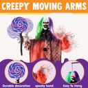 JOYIN 53" Halloween Hanging Clown Decorations Outdoor, Scary Animated Decor Waving Arm with Sound and Red Light Up Eyes Sound Activated Screaming Yard Props for Indoor Haunted House Party Lawn