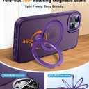 360 Spin Magnetic Stander for iPhone 13/14 Case [Compatible with Magnetic] [Built-in Kickstand] Mil-Grade Protective, Matte Non-Slip for iPhone 13/14 Phone Case(Purple)