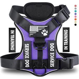 Demigreat Service Dog Harness, Reflective Dog Vest Harness with 5 PCS Patches, Adjustable Soft Oxford Pet Harness, Inner Layer Mesh, Easy to Control for Dogs (Small (Pack of 1), Purple)