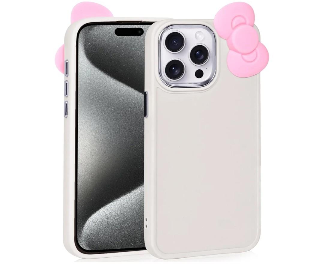 Compatible with iPhone 13 Pro Case, Cute 3D Bowknot Design Soft Silicone Shockproof Cover for iPhone 13 Pro 6.1" 2021 Beige, Pack of 2