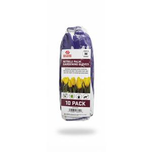 RED STEER GLOVE COMPANY, NITRILE PALM GARDENING GLOVES,PACK OF 10, (White& Purple)