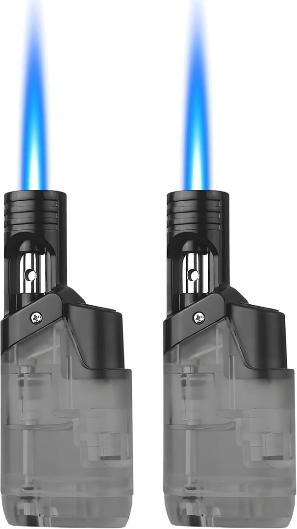 Torch Lighter, 2 Pack Mini Butane Refillable Jet Flame Torch Lighters, Windproof for Candles Grill BBQ Fireworks Camping (Butane Not Included)