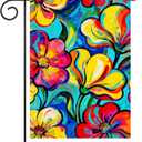 Pickako Spring Summer Abstract Colorful Blooming Floral Flowers Garden Flag 12x18 Inch Small Vertical Double Sided Seasonal Outside Decor for Farmhouse Yard