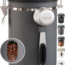 Veken Coffee Canister with Window,Airtight Stainless Steel Kitchen Food Storage Container, Date Tracker & Scoop for Grounds Coffee, Beans, Tea, Flour, Cereal,Sugar,22OZ,Grey