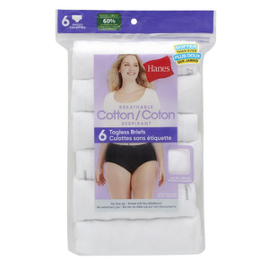 Hanes Women's Underwear Brief Pack, Cotton Briefs, Moisture-wicking Underwear for Men (X-Large, White - 6 Pack)