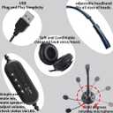 Computer USB Headset with Mic, Wired Headphones with Microphone for PC, Laptop (Black Slender)