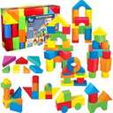 Pairez Toys Foam Building Blocks for Toddlers 1-3, 81 Pieces Soft Stacking Blocks Toy Set, Baby Bath Foam Toys, Sensory and Montosorri Toys for Boys & Girls 18+ Months