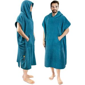 SUN CUBE Surf Poncho Changing Robe with Hood, Thick Quick Dry Microfiber Wetsuit Changing Towel for Surfing Beach Swim Outdoor Sports Men, Absorbent Wearable Towel Cover Up, Turquoise Sea Blue