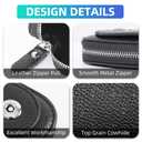 Car Key Cover Genuine Leather Car Key Fob Case for Universal Car Keys, Black Car Key Chain Keychain Holder Metal Hook and Keyring Zipper Bag for Remote Key Fob