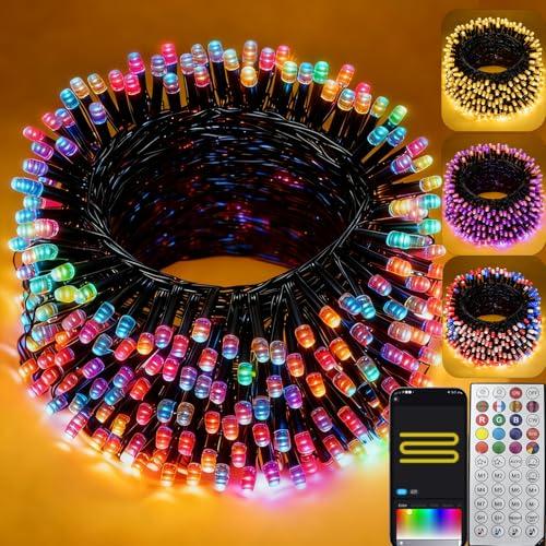 zuupeasa Smart Color Changing Christmas Lights, 66FT 200LEDs RGB-IC String Lights, 80+ Modes, Timer, Remote & App Control, Christmas Decorations for Xmas TreeIndoor Outdoor Holiday