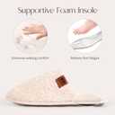 Womens Fuzzy Scuff Slippers, Comfy Supportive Foam Slip-On House Shoes for Indoor Bedroom (7-8, Off-white)