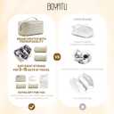 BOYATU Travel Makeup Bag Organizer: 3 Pcs Set Large Capacity Cosmetic Bags Holds 1020 100ml Full-Size Bottles - 180Open-Flat Make up Case 3-sec touch-up - Toiletry Bag Gift women (01-D-Beige)