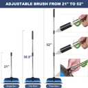 52" Car Wash Brush with Long Handle | Built-in Rubber Squeegee & Rubber Bumper | Lightweight extendable Handle | Soft Bristle Brush for Car, RV, Boat, Solar Panel, Deck Washing