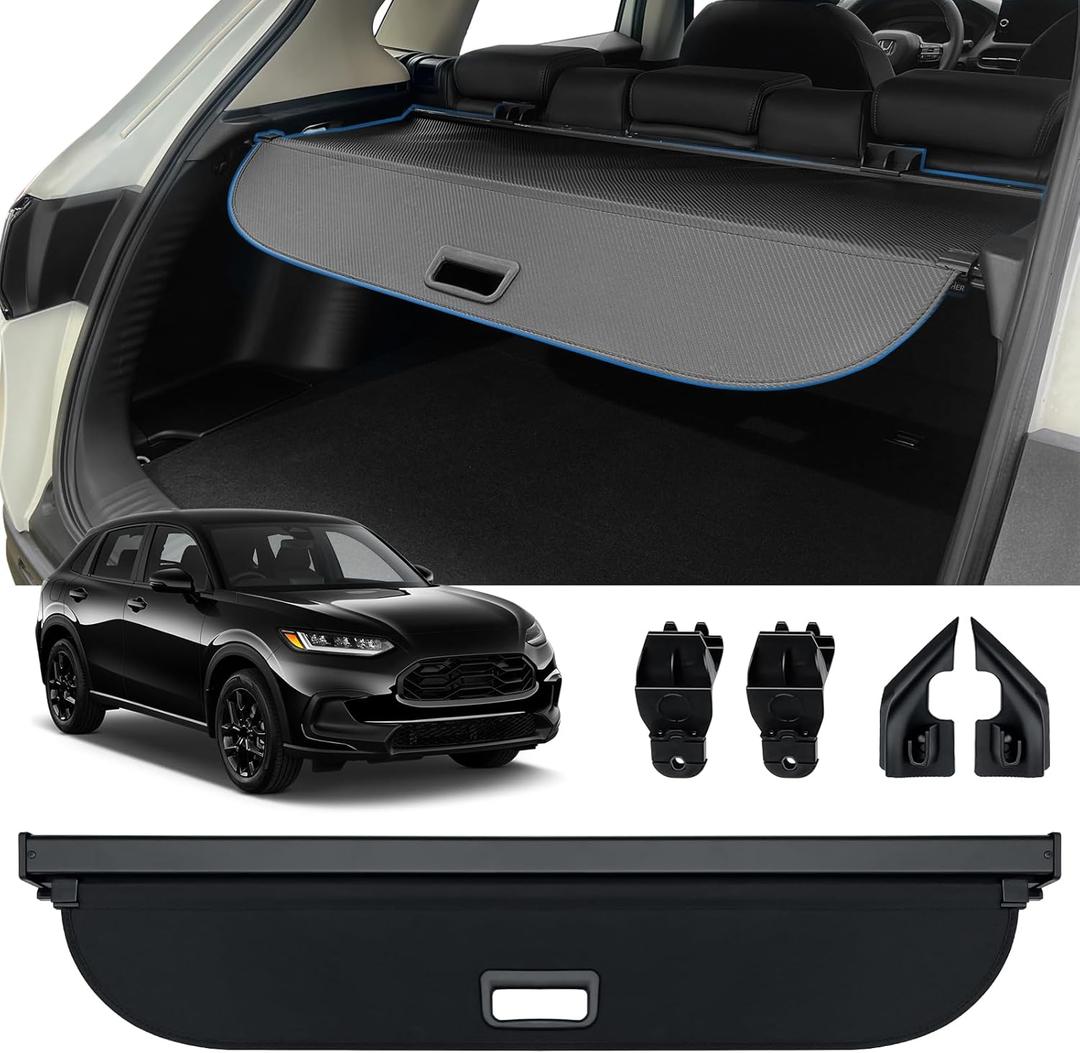 AUXKO Retractable Cargo Cover for Honda HR-V 2024 2025, Trunk Cargo Cover Luggage Security Shade Cover for 2023-2025 Honda HRV Shielding Anti-Peeping Luggage Privacy Screen, Carbon Fiber(No for Sport)