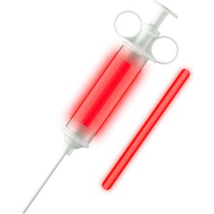 Light Up Injector Prop with 2 Glow Sticks  Spooky Halloween Costume Accessory for Mad Scientist, Plague Doctor & Haunted House Decor (Red)