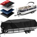Heavy Duty 900D Pontoon Boat Cover, 20'2''-22' Marine Grade Waterproof Cover with Adjustable Windproof Tightening Strap & Anti-UV for SunTracker Party Barge/SPORTFISH/Fishin Barge
