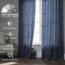 Navy Blue Linen Curtains 96 Inches Long 2 Panel Set Midnight Blue Light Filtering Privacy Semi Sheer Curtain Panels Modern Farmhouse Window Drapes for Living Room Bedroom Indigo, 8FT, 50"W x 96"L